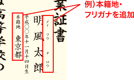 例:本籍地・フリガナを追加